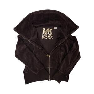 Michael Kors Brown Gold‎ Velour Zip Up Sweatshirt Athleisure Y2K Size M